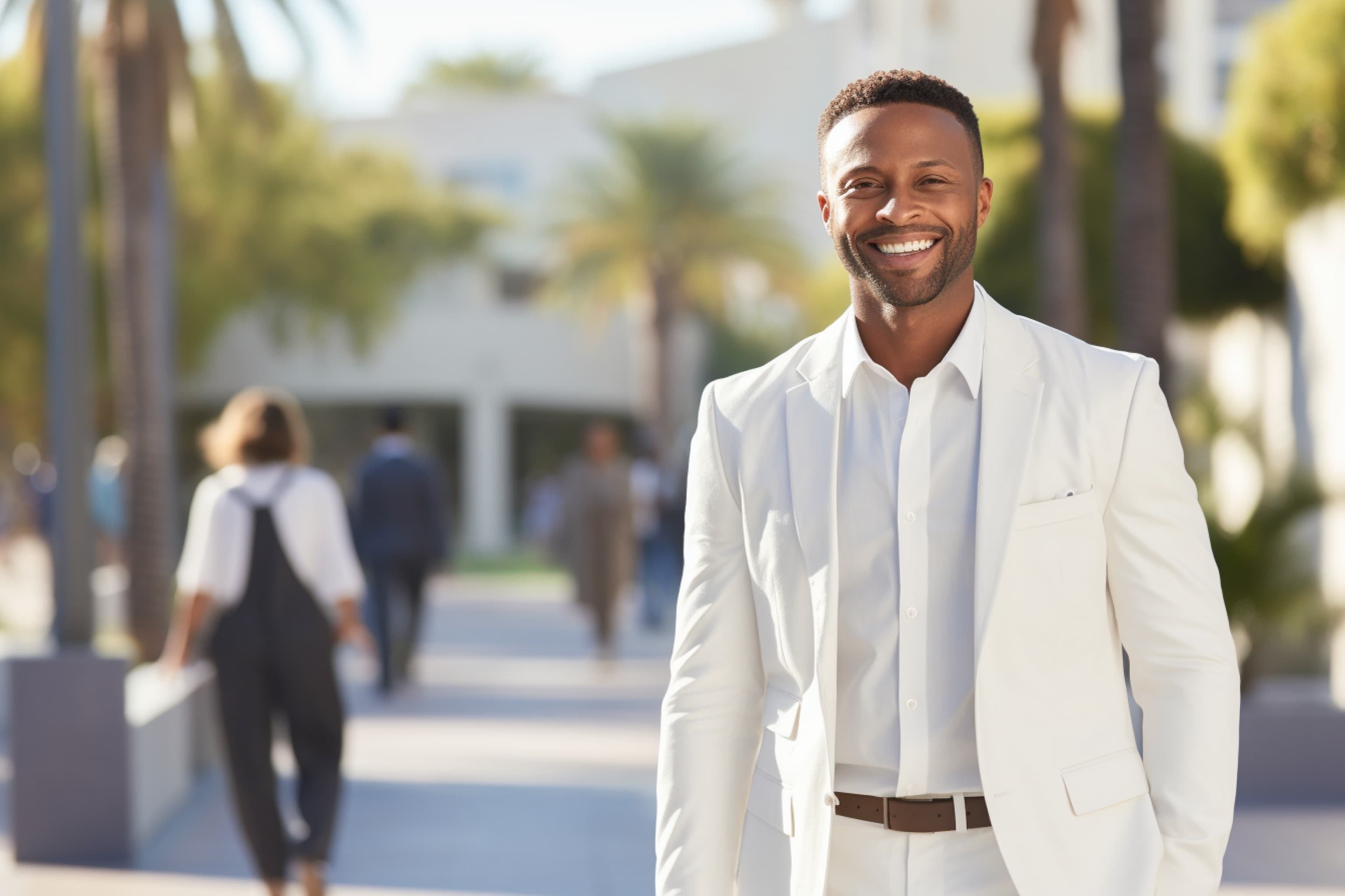 A man on a white suit 